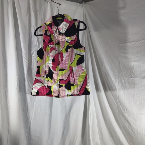 Etcetera Puffy 100% Silk Multi Colored Vest Size 8 - Picture 7 of 13